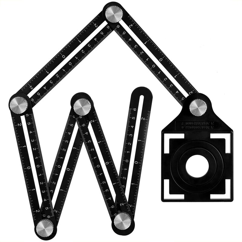 Aluminium Alloy Angle Ruler Finder Measuring Ruler 6-fold Perforated Mold Template Tool Izer Locator Drill Guide Tile Hole: 6-Fold Version 2
