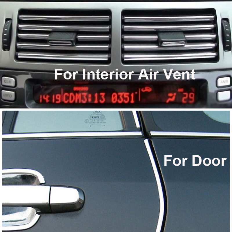 4M DIY Car Air Conditioner Vent Outlet Protect Auto Molding Car Styling Moldings silver decoration Line Interior Exterior Strip