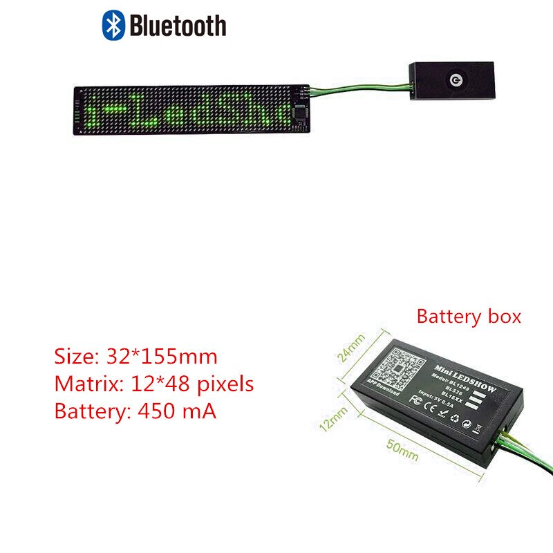 Tela matriz de exibição de pixel 16*32 do módulo led flexível bluetooth diy para led chapéu de sol saco de camiseta led máscara facial exibir texto de rolagem: Verde