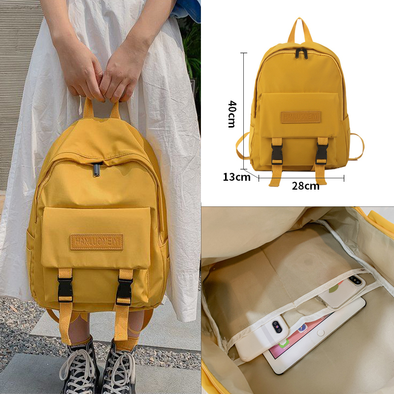 Casual Bags Women Backpack Solid Color Women Shoulder Bag School Bag For Teenage Girl Children Backpacks Travel Bag: yellow