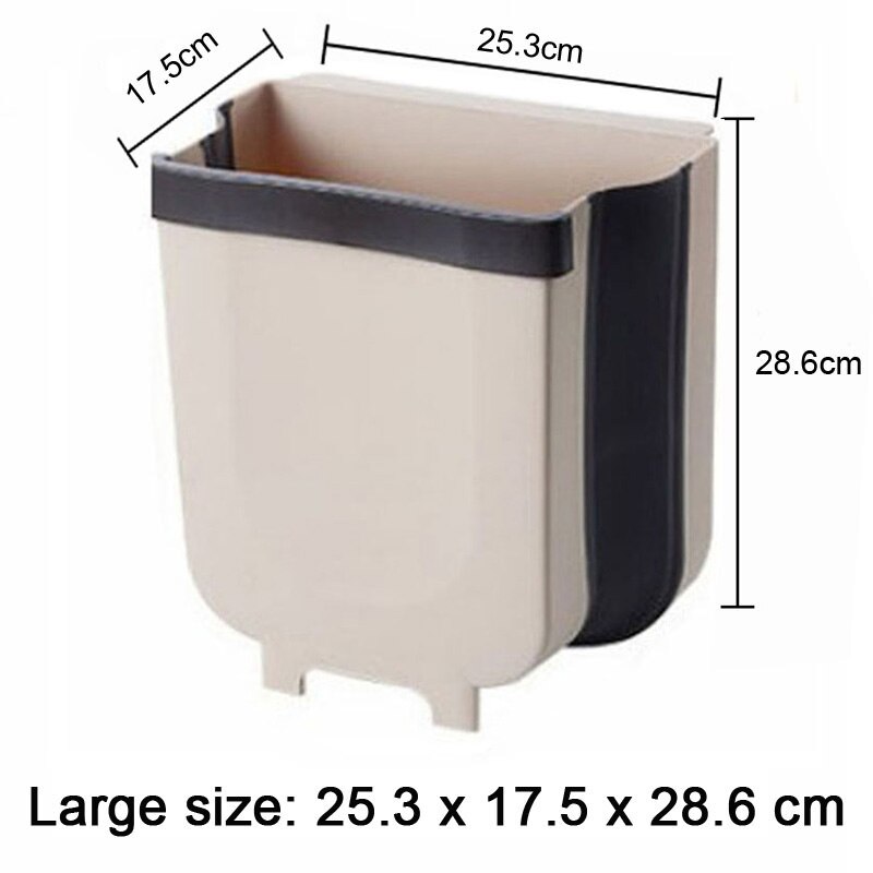 Bathroom Kitchen Waste Storage Folding Waste Bin with Drawer Cabinet Door Hanging Trash Bin Trash Can Foldable Trashcan HM018: HM017 Coffee large