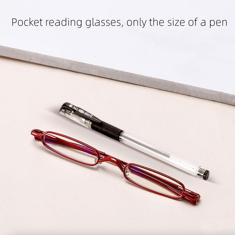 Gafas de lectura de bolsillo Unisex, Mini lectores de Metal delgados con estuche de tubo de bolígrafo, dioptrías + 1,0/1,5/2,0,