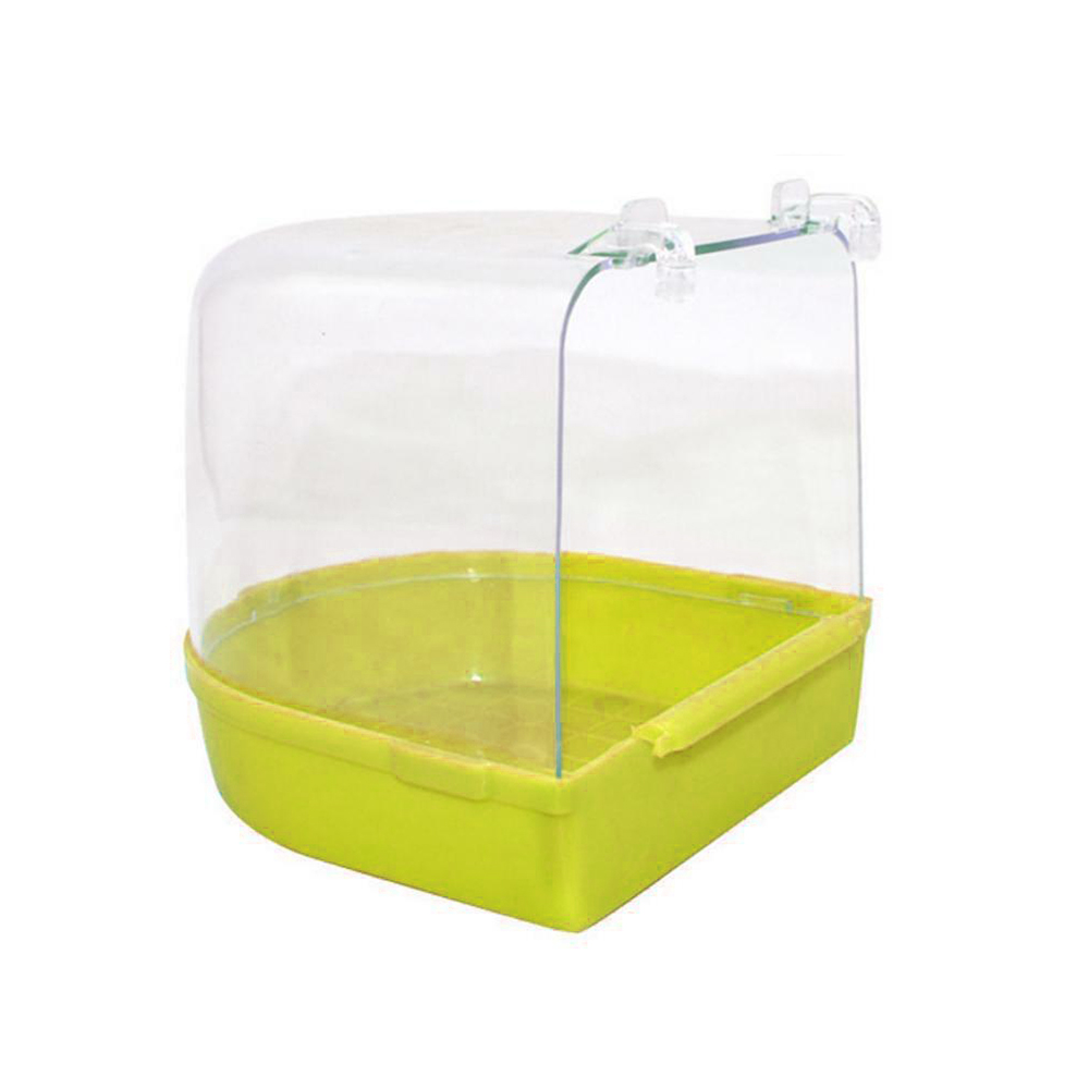 Bañera de plástico para Baño de aves de loros, suministros de baño para loros, bañera de Baño de aves, jaula para mascotas, contenedor de pie para ducha de Baño de aves, espacio de lavado: YELLOW