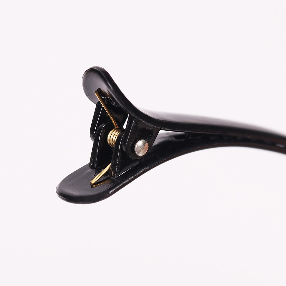 10 Uds horquillas profesionales de peluquería de plástico negro pinza de pelo de cocodrilo de una sola punta DIY herramientas de para cuidado del cabello