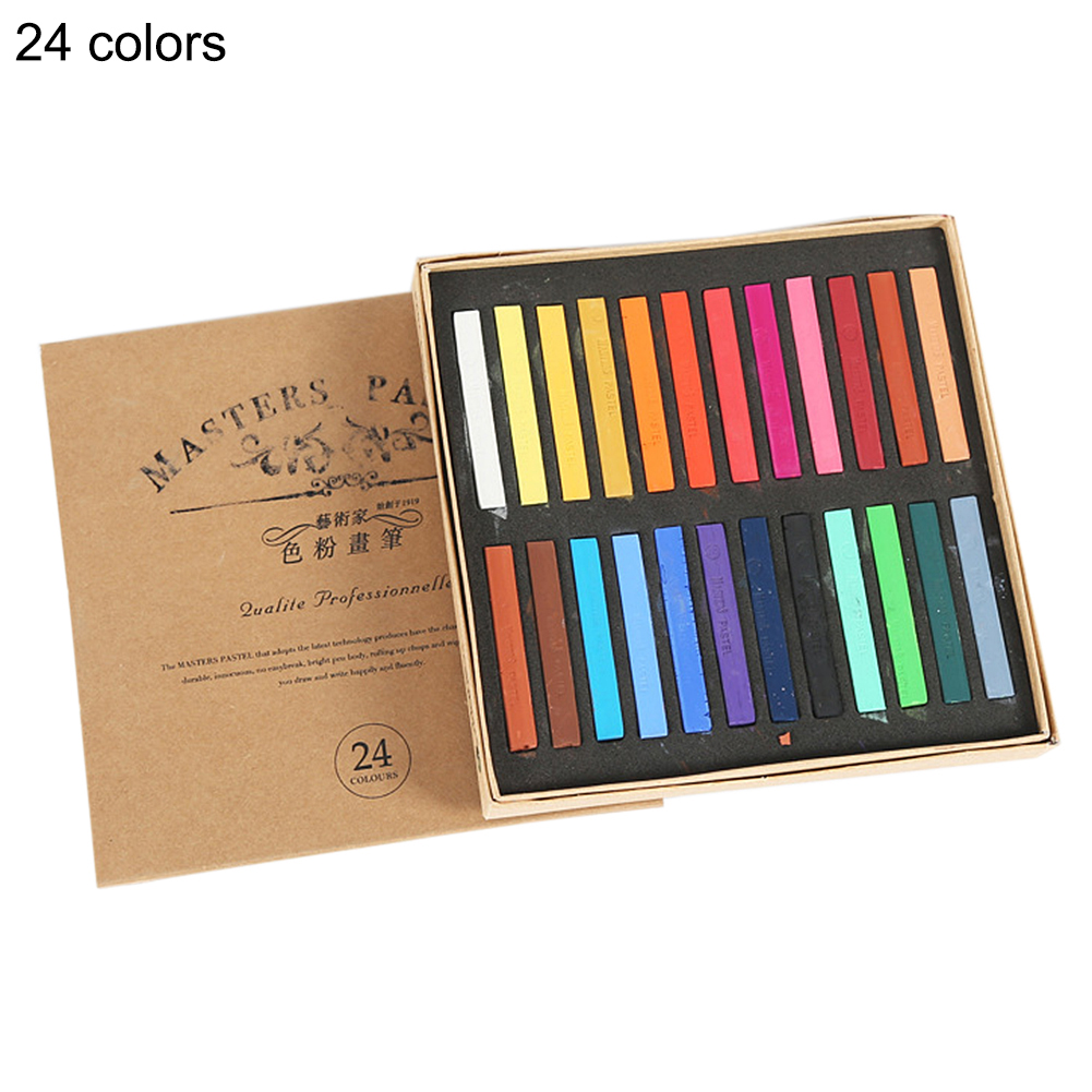 Crayones de colores Pastel suave 12/24/36/48 colores/Set de dibujo de arte tiza Color pincel de cera artículos de papelería para estudiantes: 24 color