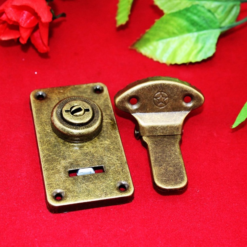Brons Tone Tas Lock, Doos Slot Rechthoek, Houten Box Lock, Vintage Stijl, Oude Stijl Sloten, 73*41mm
