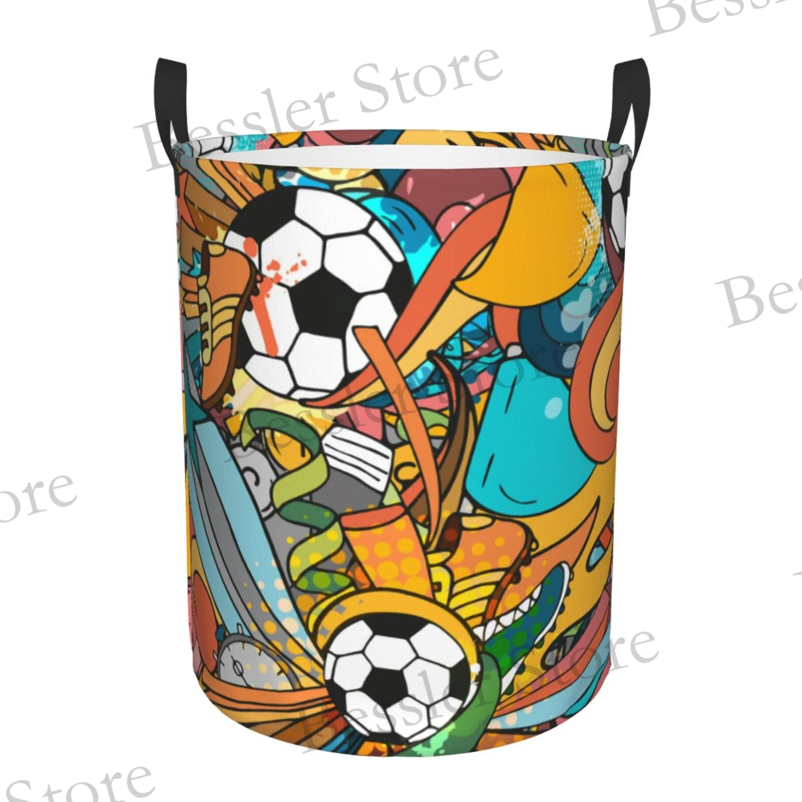 Foldable Laundry Basket For Dirty Clothes Soccer Balls Sport Football Pattern Storage Hamper Kids Baby Home Organizer