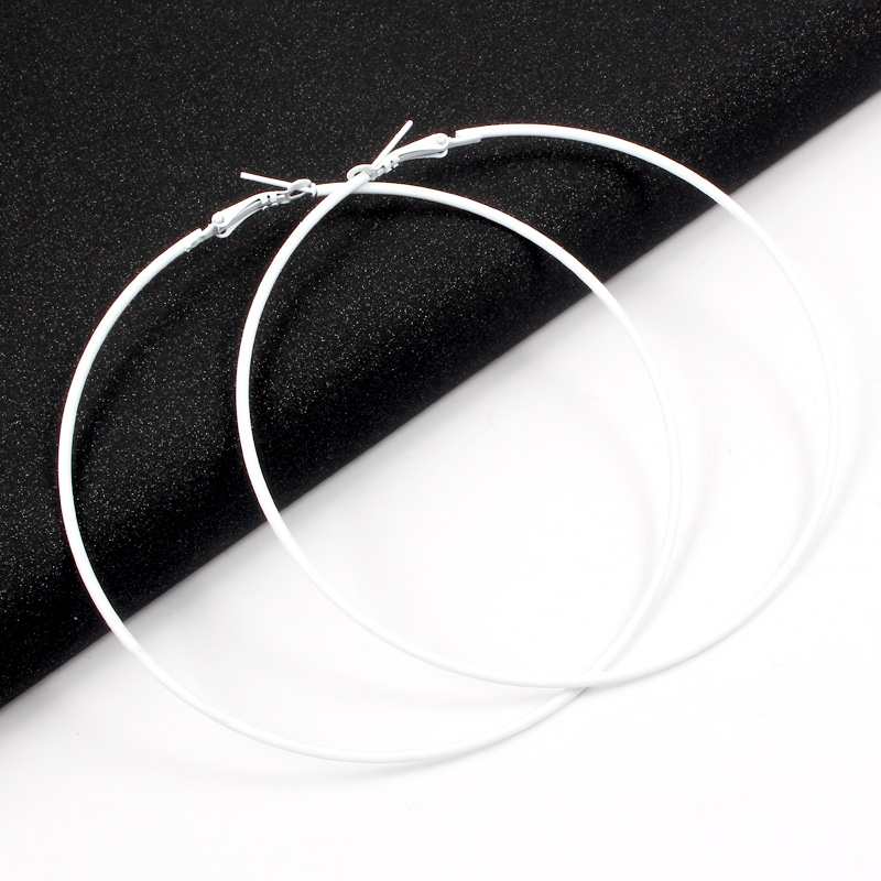 GEOMEE 1 Paar 90mm Diameter Hoepel Oorbellen Grote Gladde Cirkel Oorbellen Basketbal Brincos Wit Zwart Pendientes voor Vrouwen Sieraden
