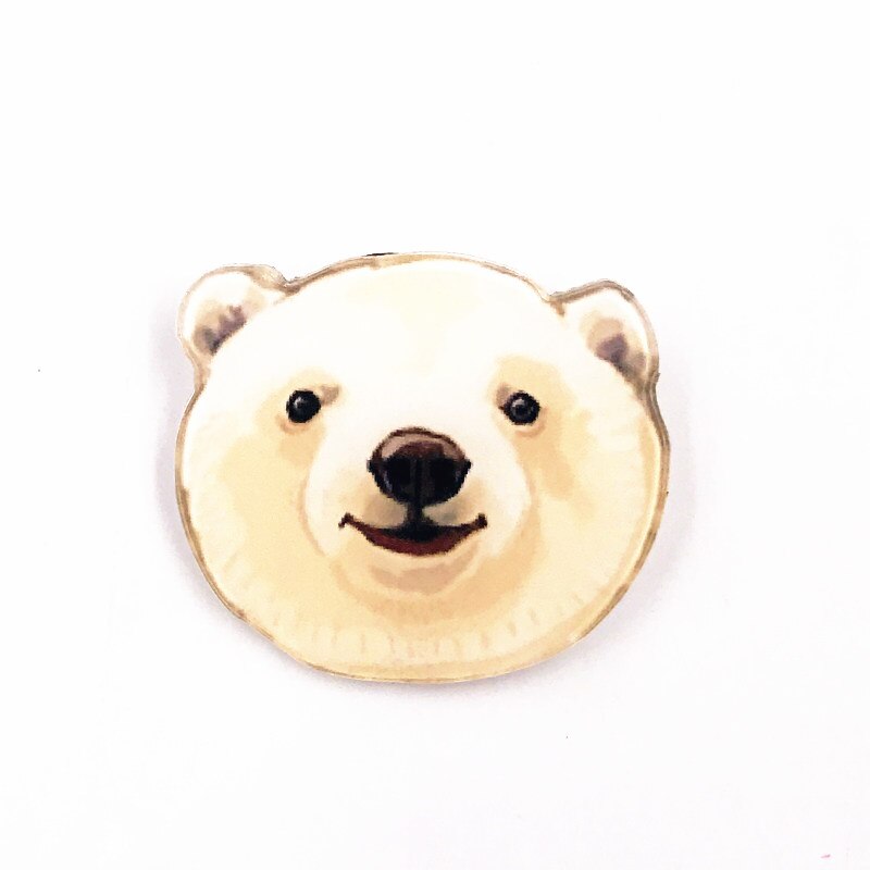 1Pcs Olieverf Creatieve Icoon Broche Leuke Dier Pin Acryl Panda Varken Hond Badge Voor Kids Beloningen Zak Hoed sjaal Decoratie: Antique Silver