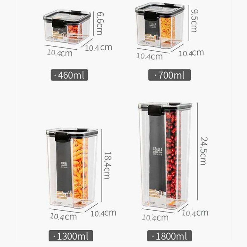 Food Storage Container Set,Airtight Plastic Kitchen Pantry Organization and Storage Clear Food Canister with Durable Lid
