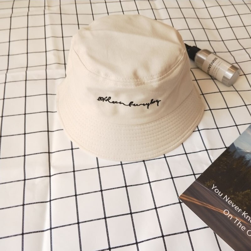 Strand sport mössa broderi brev hink hatt hip hop strand kvinnor utomhus sport platt topp keps fiskare solhatt