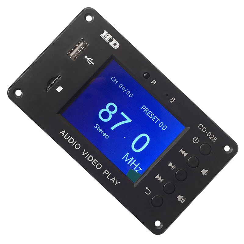 Receptor de Audio estéreo placa decodificadora de MP3 Bluetooth 5,0, reproductor de vídeo, decodificación WAV APE, Radio FM, USB, TF para amplificador de coche