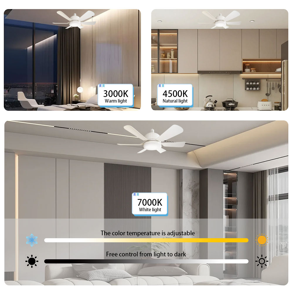 Ventilador de teto RGB LED 40W E27 com controle remoto para escurecimento, adequado para sala de estar, estudo, uso doméstico, 85-265V