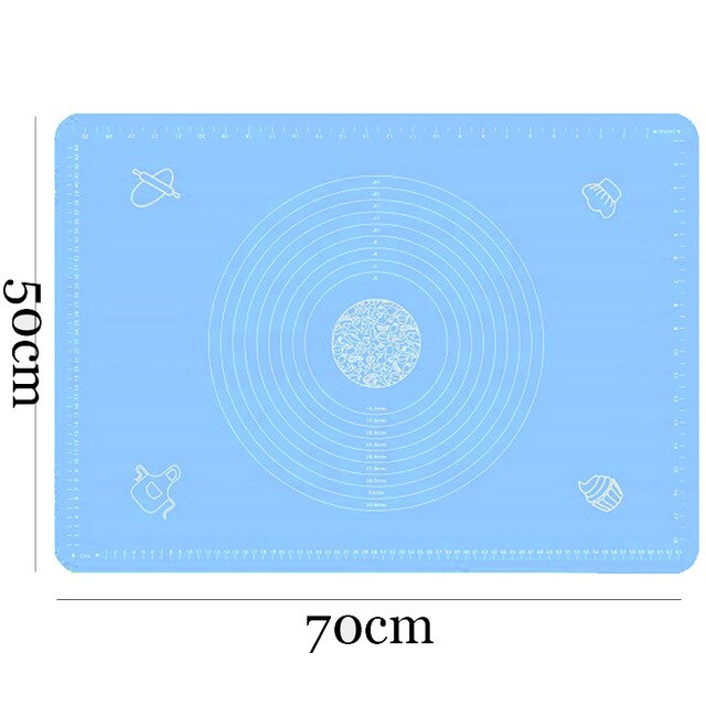 Siliconen bakmat verdikkingsmiddel bloem rolmat kneeddeegmat bakdeeg rolmat bakvormen: Blauw -50 x 70cm