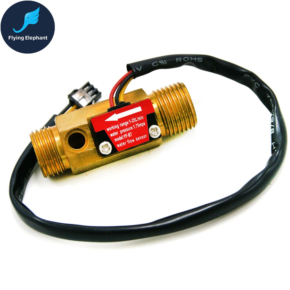 Water flow sensor G1/2'' Turbine Hall flowmeter with temperature detection B7