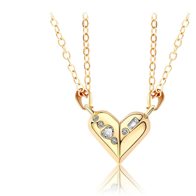 2 pz/set collana con ciondolo a cuore collana girocollo coppia magnetica collana per amanti donna donna uomo donna ragazzi ragazze regalo maschile: NC21Y0614-2