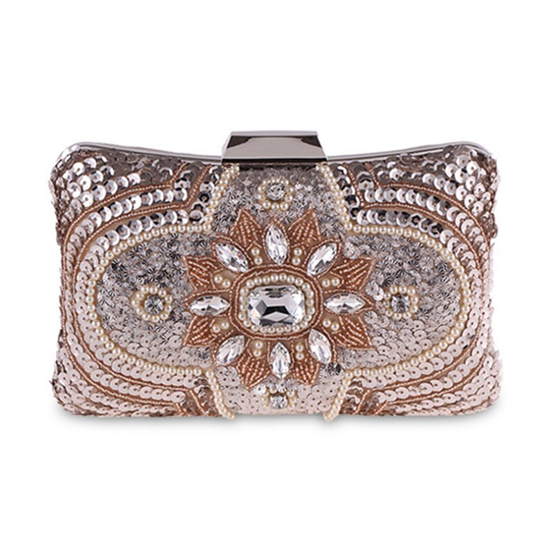 Silver Clutch Purse Glitter Women Beaded Clutch Evening Bags With Chains Handbag Wedding Party Bag Banquet pochette femme w611