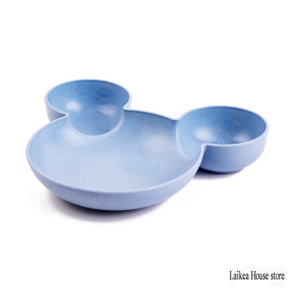Assiette à dîner en paille pour enfants, dessin animé, vaisselle pour enfants fendue assiette à dîner, mignon et vaisselle ménagère assiette bébé assiette petit déjeuner: Bleu