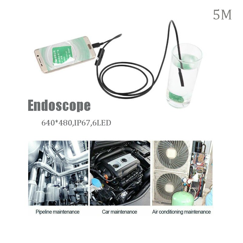 Car Waterproof Inspection Tube Camera Endoscope 1/1.5M 7mm 6LEDs Snack Camera Car Repair Tool Accessories For Android Windows