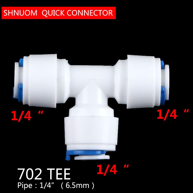 1/4 &quot;Buis 3 Manier Unie Tee Quick Connect Push Fit Ro Systeem Waterfilter Connector 702 Diameter 6.5Mm fittings T Tipy Snelle Joint