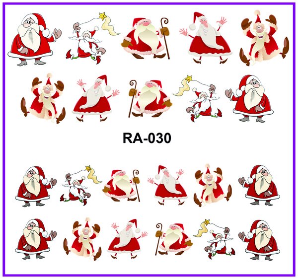 Uprettego nail art skønhed vand mærkat skyder negle mærkat jul juletræer sygeplejerske julemand baby børn  ra025-030: Ra030
