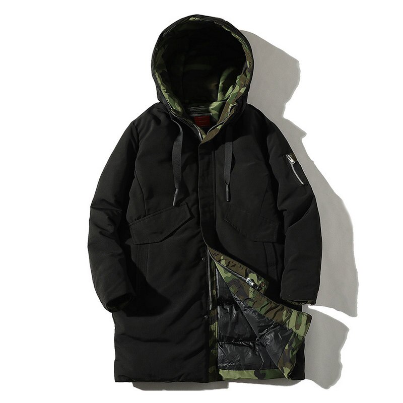 Vinterjackor hooded parkas herr tjock vadderade herrrockar överrock kläder herr vindtät ytterkläder jacka kläder: Grön / Kinesisk storlek xl