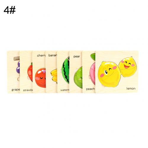 8 stuks Baby Puzzel Speelgoed Houten Cartoon Fruit Puzzel Puzzel Board Leren Baby Onderwijs Speelgoed Kleur cognitieve vermogen: Fruit