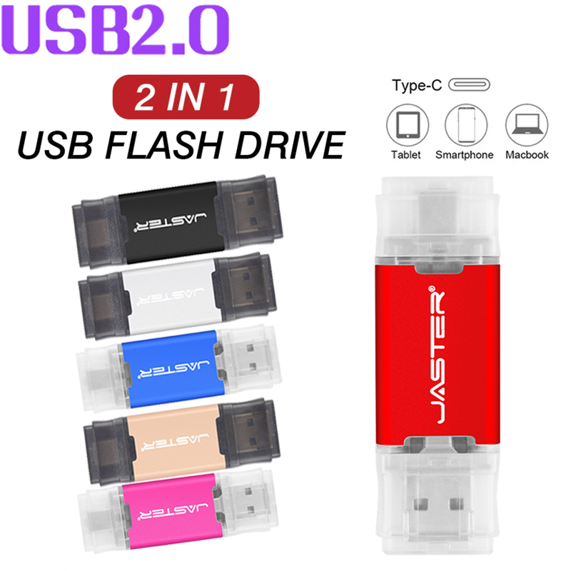 Topkwaliteit USB-flashdrives 128 GB 64 GB Pen Drive Real Capaciteit Pendrive 8 GB Type-c 2 IN 1 Memoria USB Stick 8G USB voor telefoon/PC