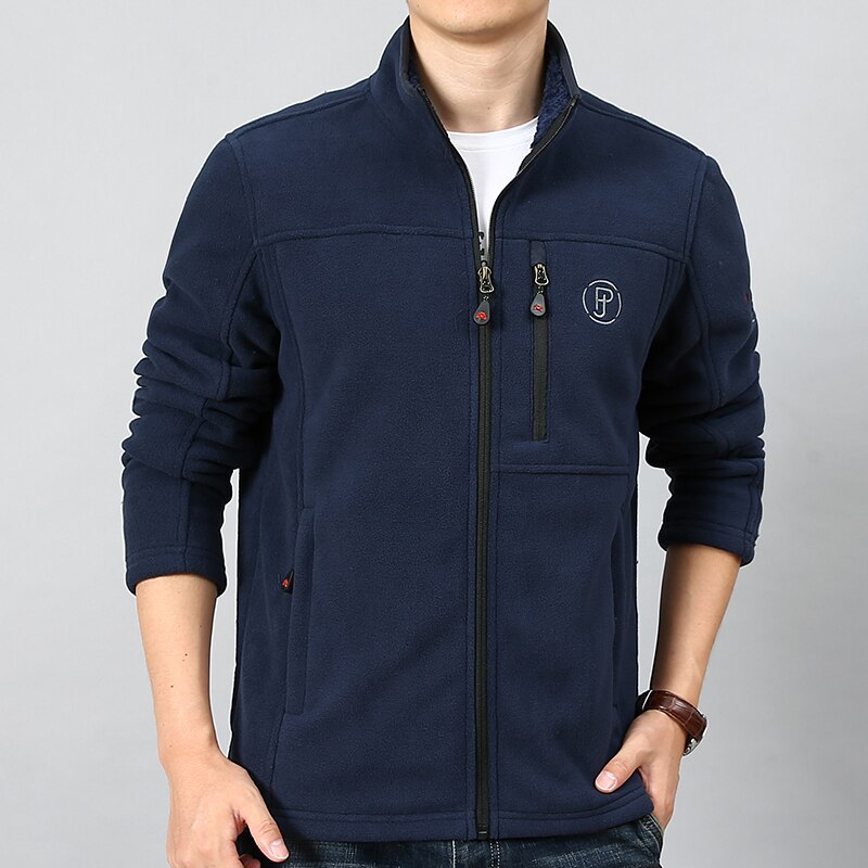 4xl efterår vinter herre varm fleece jakke plus fløjl tykkere termisk stor størrelse cardigan fleece frakke udendørs sport vandrejakker: 8569 tykke blå / Xl