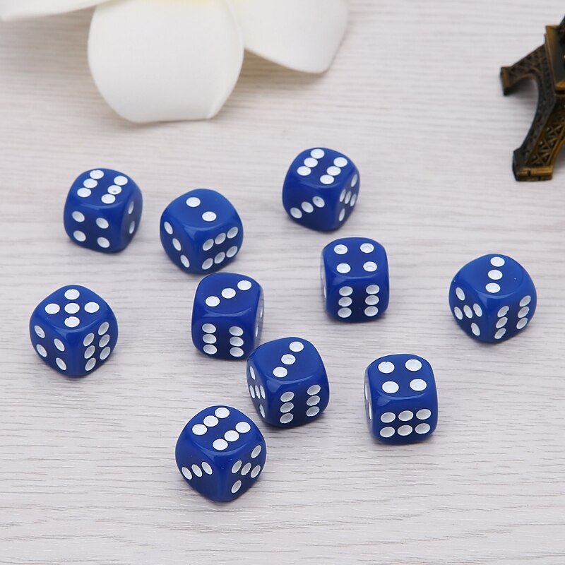 10pcs Six Sided 14mm Transparent Cube Round Corner Portable Table Playing Games