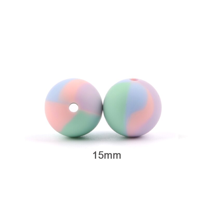 Perles de dentition en silicone, de 12/15/19mm pour bébé, ensemble de 10 pièces pour bricolage, boules imprimées à motifs dalmatien, couleurs bariolées et léopard sans BPA, pince de tétine gratuite à fabriquer: GRIS FONCÉ
