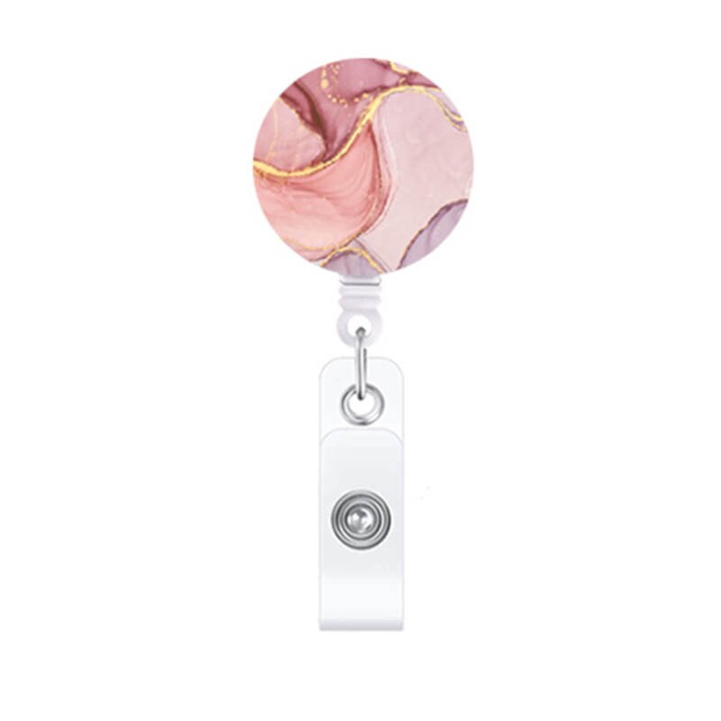 Rood Marmer Verpleegkundige/Arts Badge Reel Badge Houder Clip Intrekbare Id Badge Houder Met 360 Roterende Alligator Clip: 5