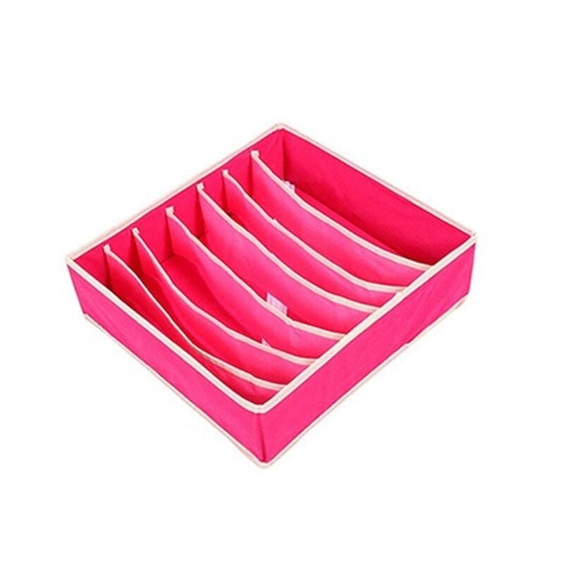 Underwear Bra Storage Box, Foldable Fabric Closet Organizer Drawer Closet Organizers Boxes for Underwear Scarves Socks Bra ect.: 1pcs RoseRed 7 cells