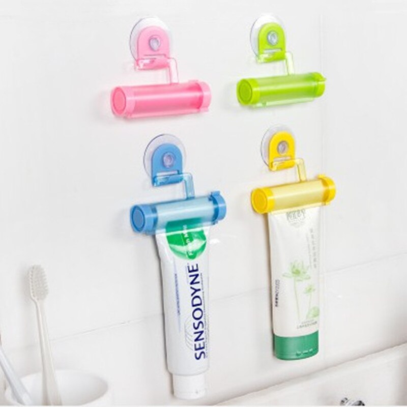 Plastic Rolling Tube Squeezer Toothpaste Dispenser Suction Cup Hook Toothpaste Squeezer Bathroom Accessories