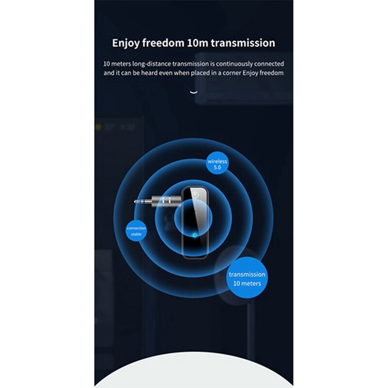 Bluetooth 5.0 Car Transmitter Receiver Car Transmitter Receiver with EDR 3.5mm Audio Adapter and for Car Stereo