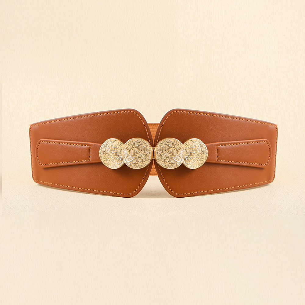 Cintura da donna in vita Cinture Vintage ▾ elastiche elastiche per abito con fibbia in metallo: cammello