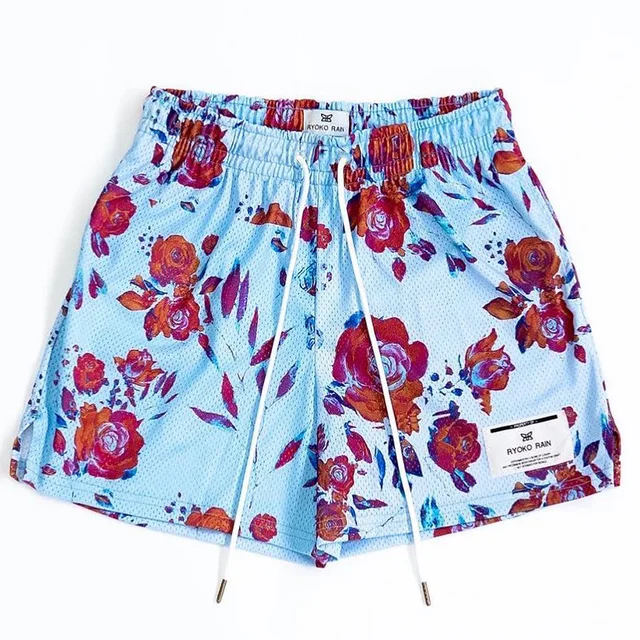 Sommarfitnessshorts i oljemålningsstil, sportiga meshshorts för herr/dam, sommarbasketträning, knäbyxor med kvartsstycke: M / Beige