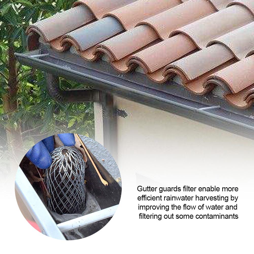 4-Piece Set Roof Gutter Balloon Guard 3 Inch Filters Aluminum Filter Strainer Downpipe Stops Leaf Drains Rainwater Discharge