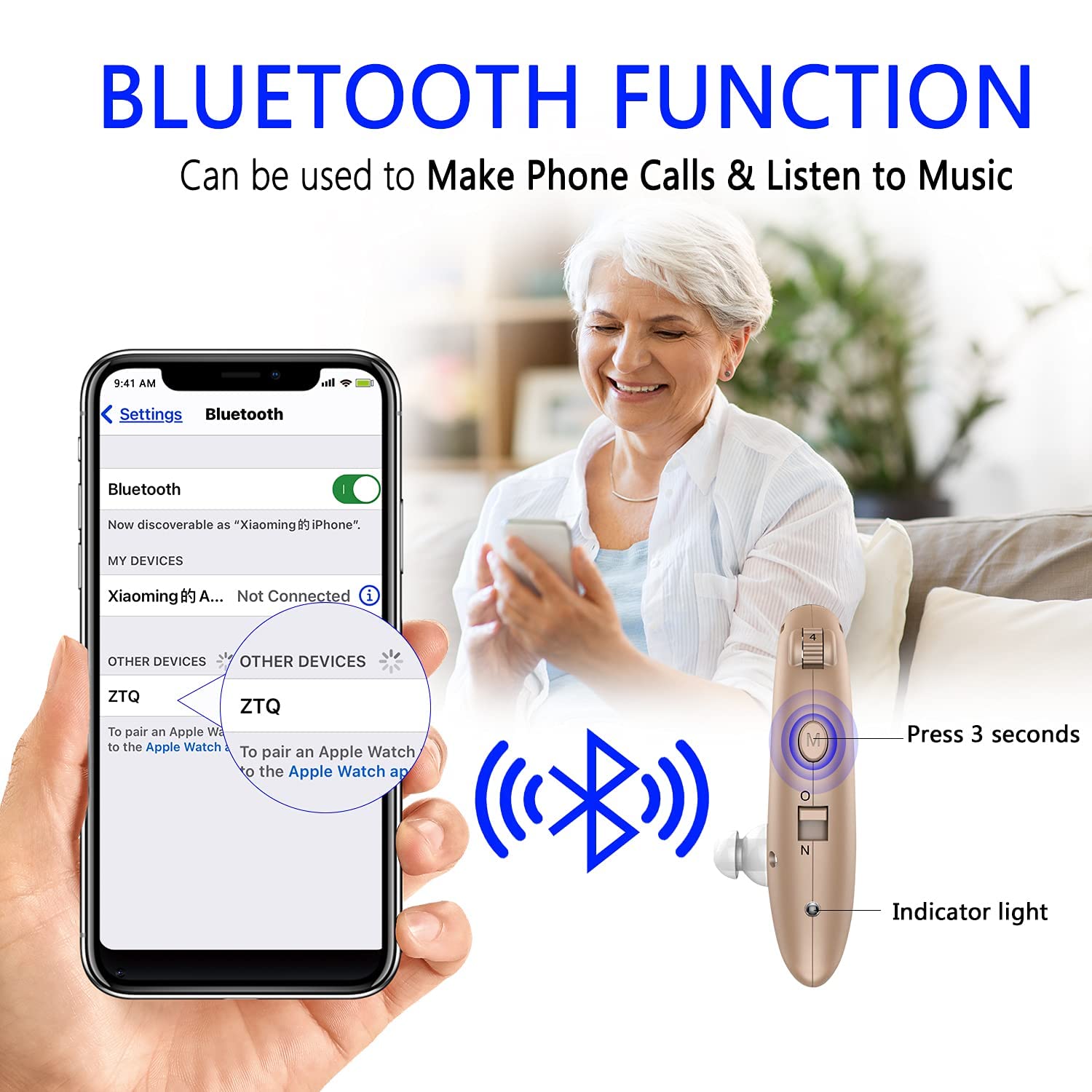 Prothèse auditive Bluetooth Rechargeable, appareil d&#39;aide auditive pour personnes âgées et adultes, soins de santé, perte d&#39;audition, suppression du bruit