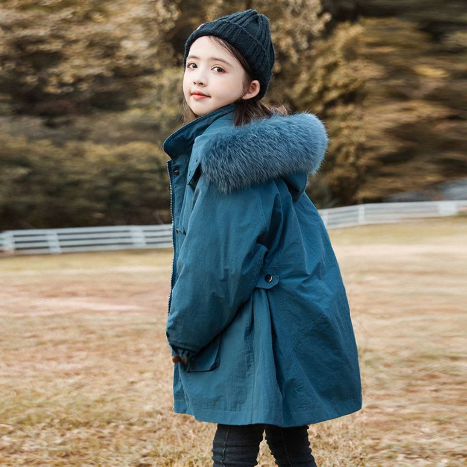 Newest Autumn Winter Children Plus Thicken Warm Kids Down Coats For Girls 6 8 10 12 14 Years Solid Color Outerwear