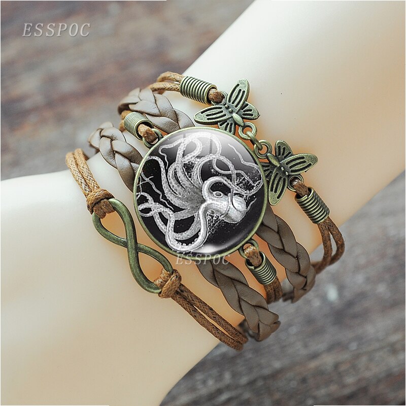 Zee Schildpad Octopus Dolfijn Zeester Multilayer Gevlochten Infinity Armband Enkelband Punk Stijl Mannen Vrouwen Mode Schildpad Sieraden: size 5