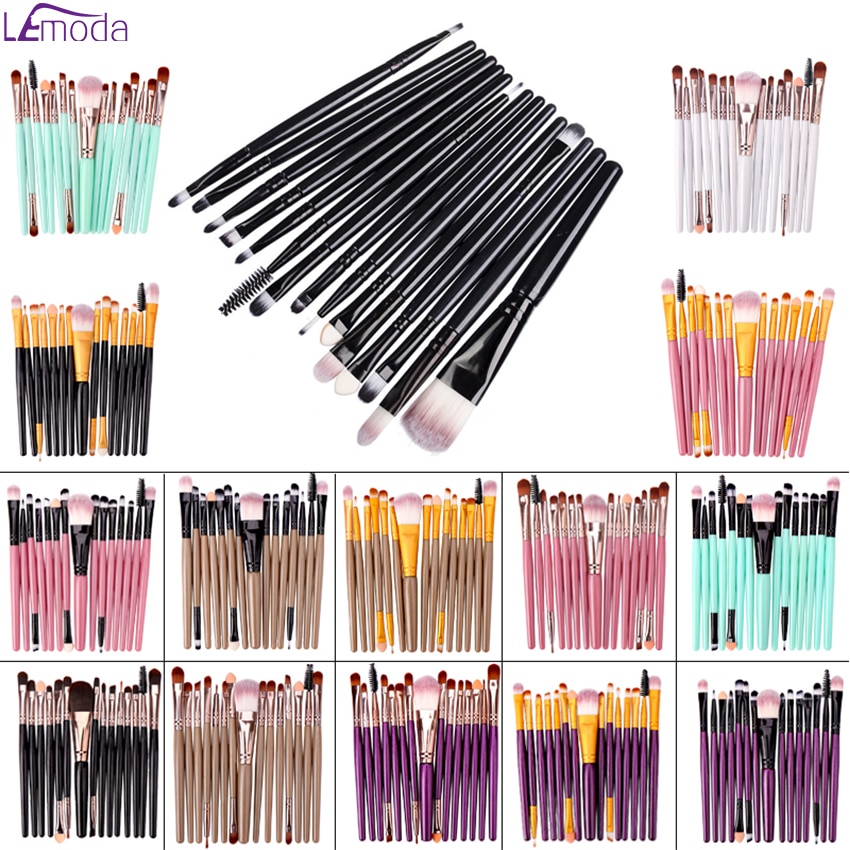 Lemoda Makeup Brushes Set 15pcs Eyebrow Highlighter Powder Foundation Eye Shadow Brush Cosmetics Makeup Brush