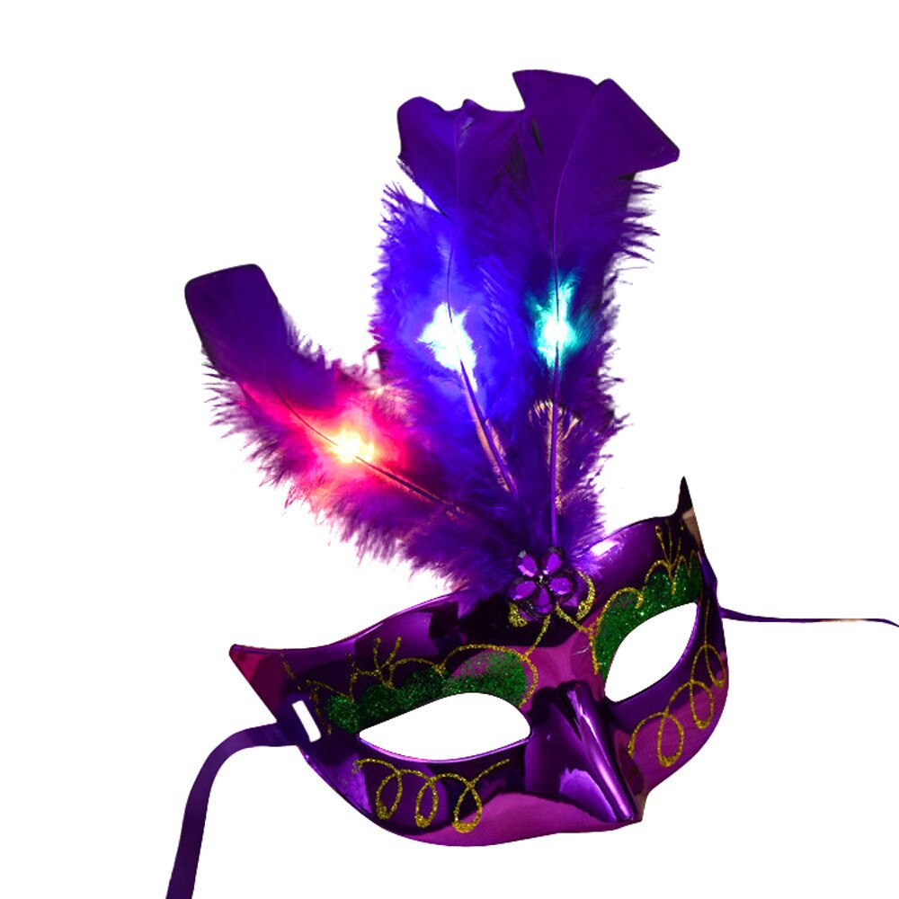 Vrouwen Venetiaanse LED Masker Maskerade Fancy Dress Party Prinses Veer Maskers 1A6