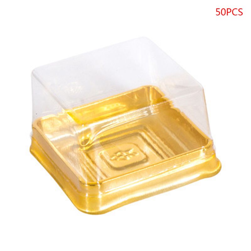 50 Sets Ronde Maan Cake Trays Mooncake Yolk Scherpe Pakket Box Container Houder: 01GD