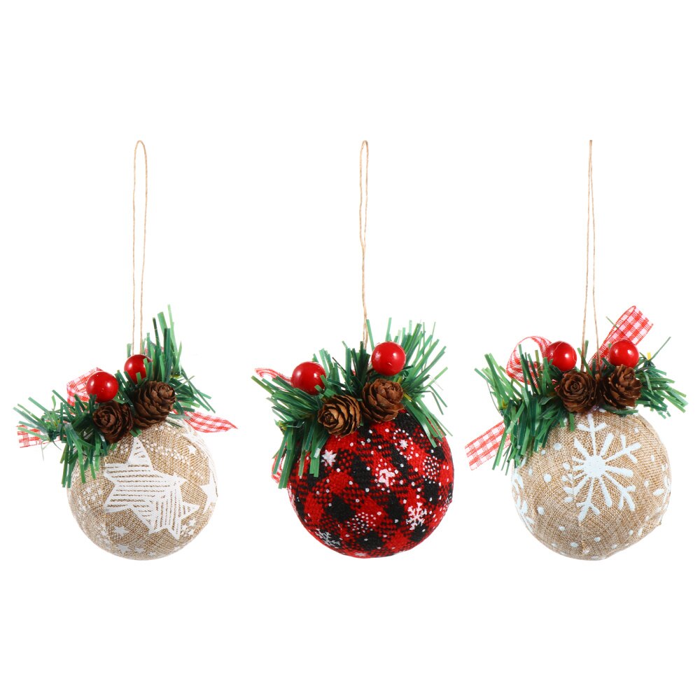 3Pcs Christmas Hanging Balls Xmas Tree Hanging Decor Shape Pendant Ornament