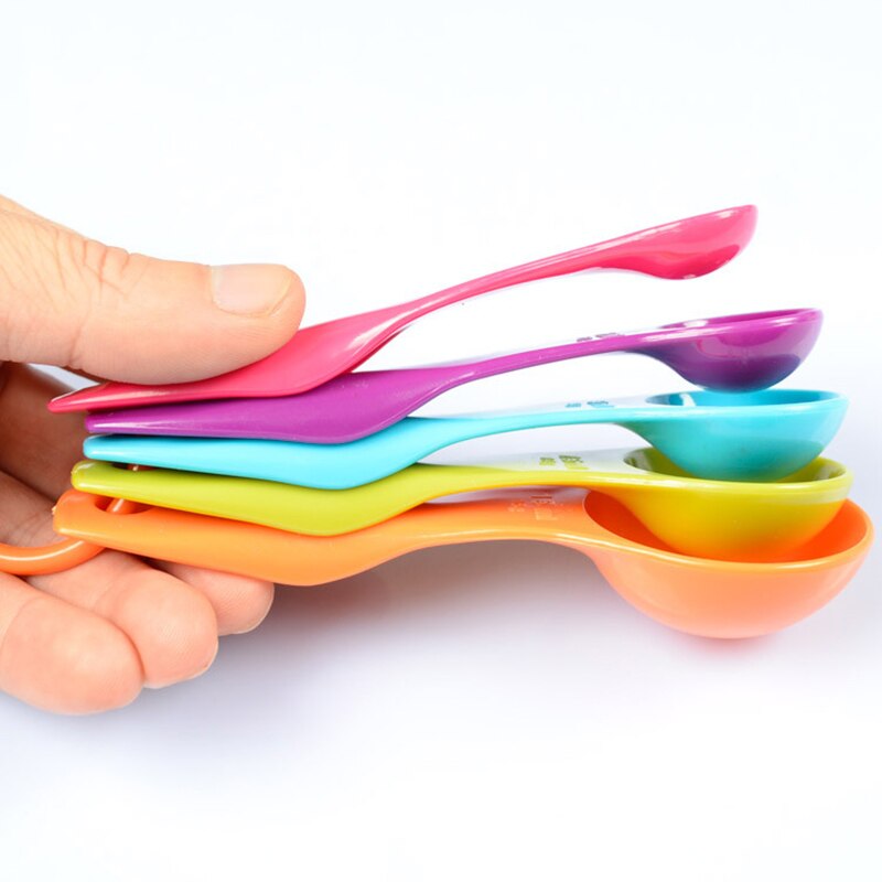 5pcs/set Measuring Spoons Colorful Plastic (1 / 2.5 / 5 / 7.5/ 15ml) Measure Spoon Super Useful Sugar Cake Baking Spoon