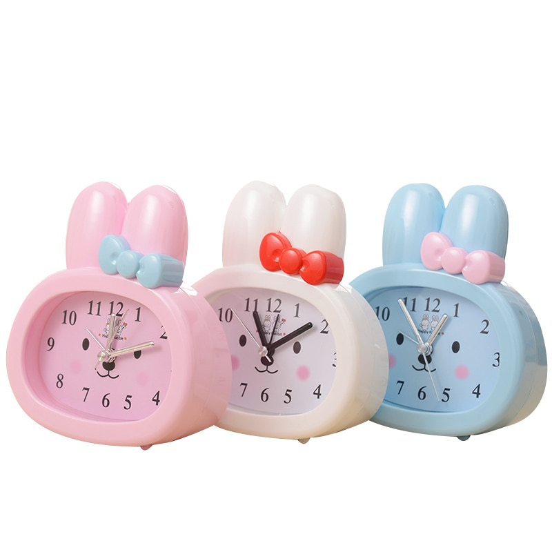 Brand Children Toy Table Clock Cute Cartoon Rabbit Digital Desk Bunny Ears Alarm Clock Students kids Mute Clock