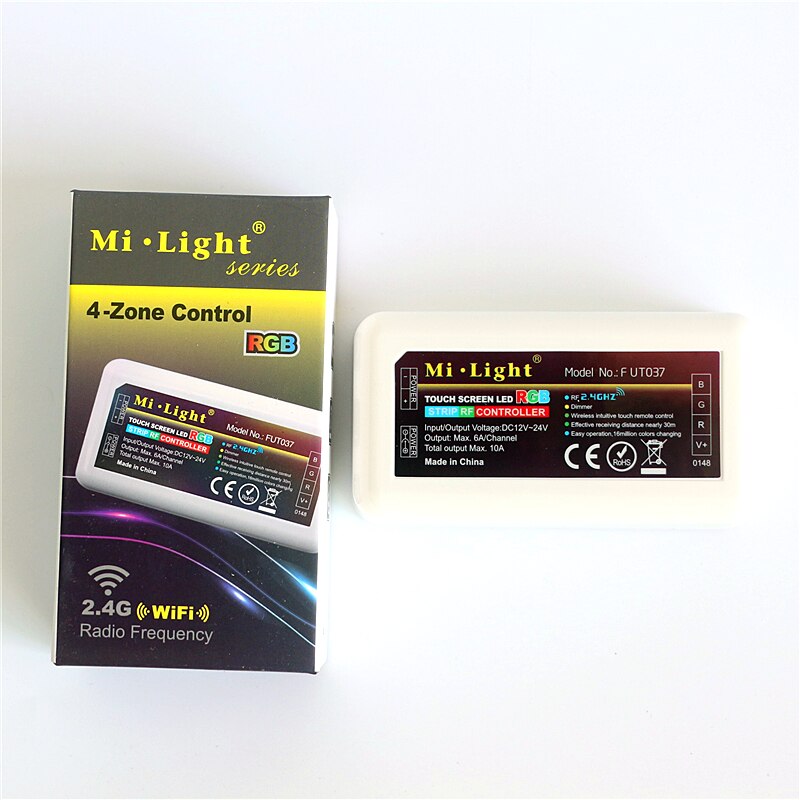Mi licht 12-24 V 10A 4-Zone 2.4G RF Dimbare draadloze wifi RGB Led strip controller voor 5050 3528 flexibele led RGB strip licht