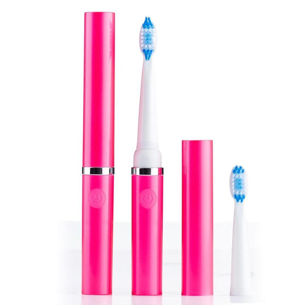 Pop batteri elektrisk tandbørste slank bærbar rejse sonisk pop sonic go overalt sonisk tandbørste go sonisk tandbørste: Lyserød