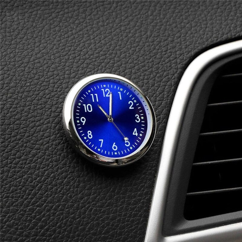 Mini Auto Quartz Horloge Desktop Auto Decorating Stick-On Klok Auto Air Vent Quartz Klok Horloge Auto Kantoor Decoreren ornament: Blue